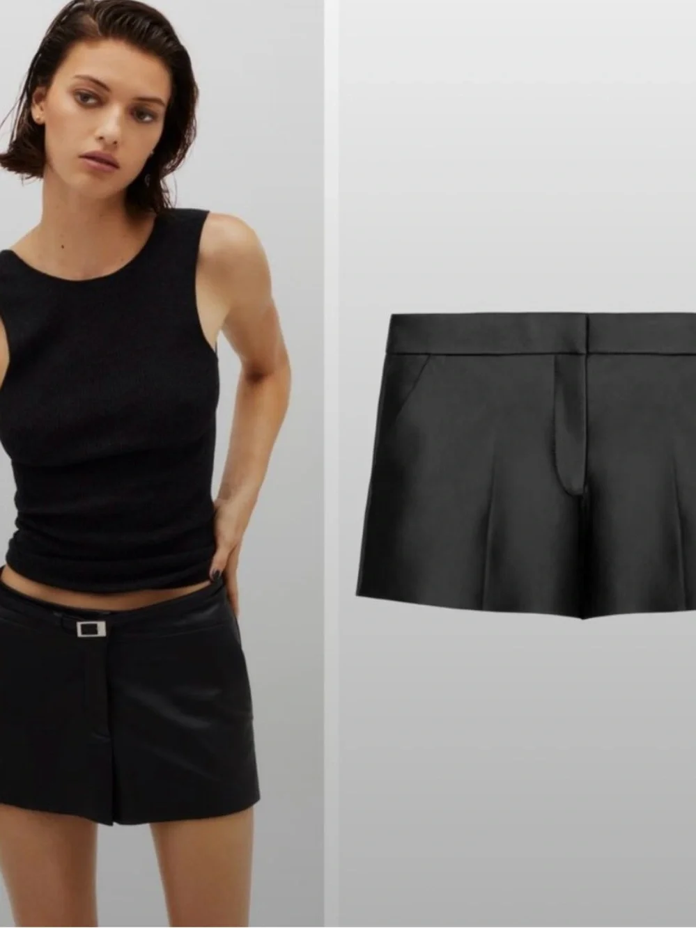 Zara x Kaia Gerber Real Sheepskin Leather Mini Skirt Black XS 5479/002